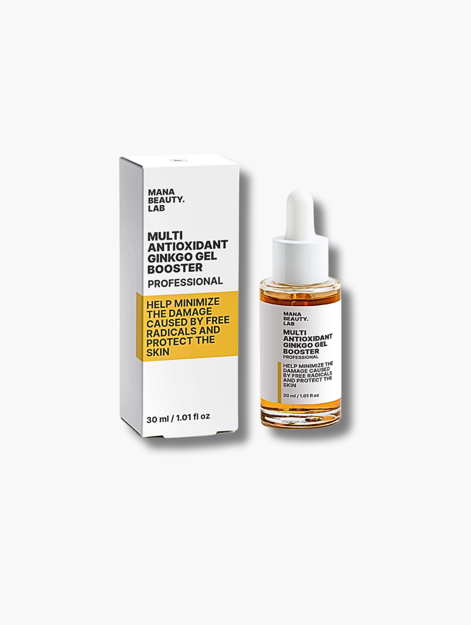 Antioxidant face oil with botanical extracts from MANA BEAUTY.LAB in glass bottle